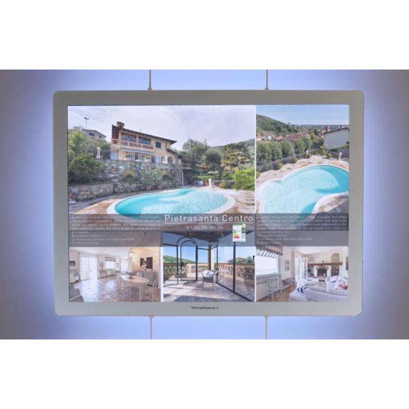 Espositore luminoso LED formato A3 modello Tablet per agenzie immobiliari