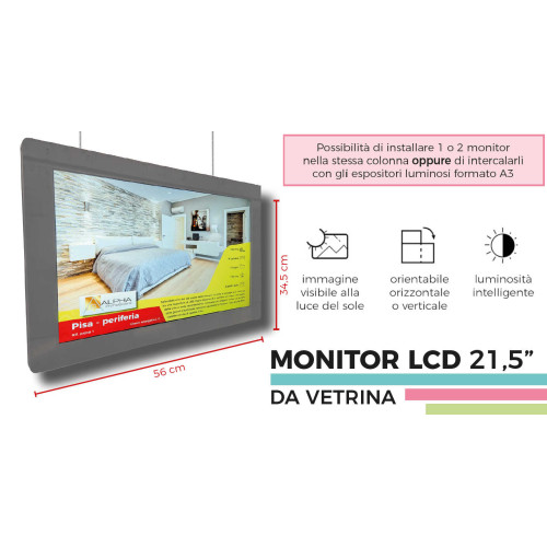monitor lcd 21.5&quot; da vetrina per agenzia immobiliare